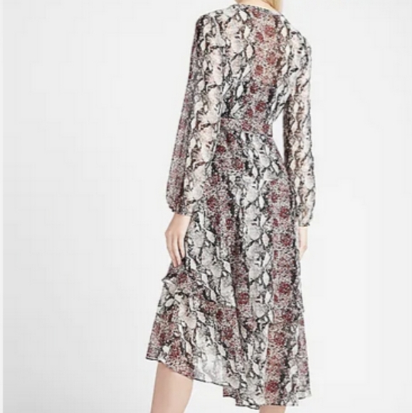 EXPRESS Ruffle Wrapp Midi Dress - Picture 3 of 3